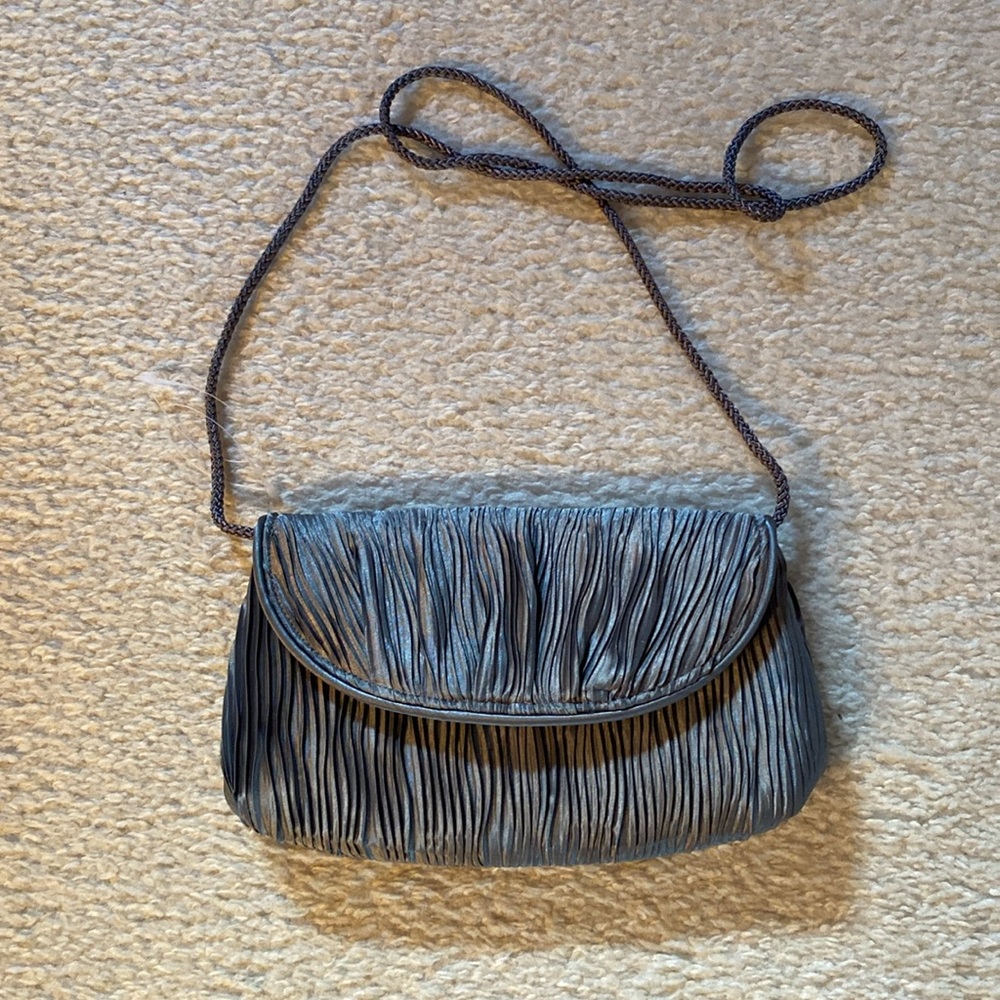 La Regale Silver Sateen Evening Bag